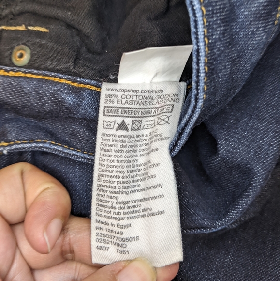 3/$25 TopShop Baxter Moto Straight Leg Dark Wash Jeans size 26x32 - Picture 14 of 15
